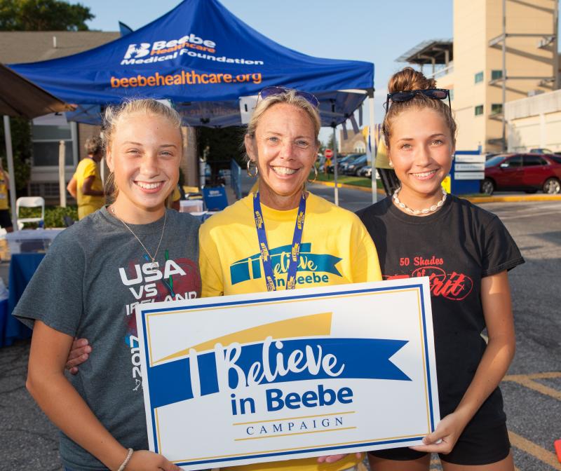Beebe team member Karen Duffield and her daughters Emma, left, and Olivia express their gratitude for Beebe’s excellent care. SUBMITTED PHOTO